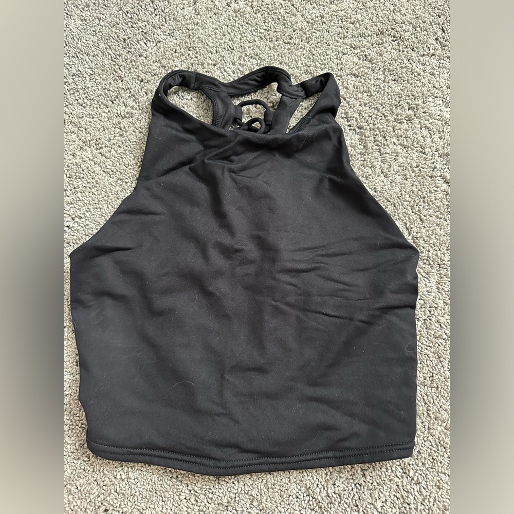 Alo Crisscross Back Crop Top in Black